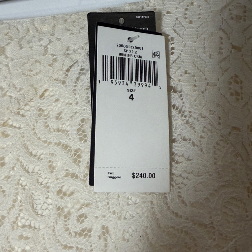 NWT Lauren Ralph Lauren Ivory Lace A-Line Skirt - Picture 2 of 9